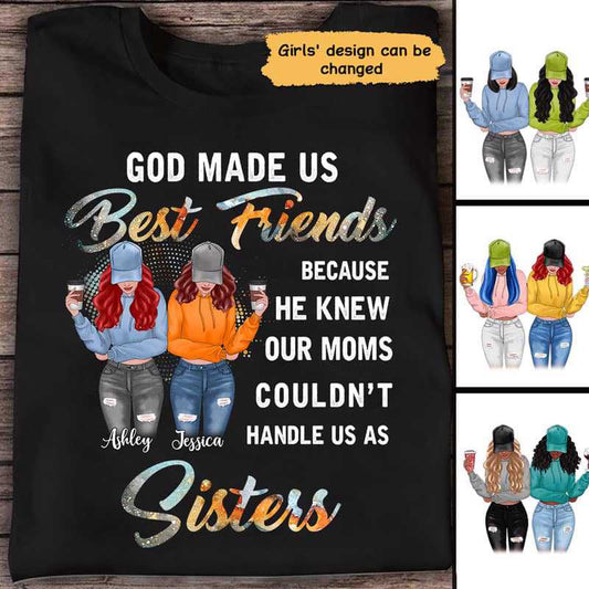 Apparel God Made Us Best Friends Personalized Shirt Classic Tee / Black Classic Tee / S