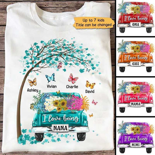 Apparel Grandma Truck Butterflies Personalized Shirt Classic Tee / White Classic Tee / S
