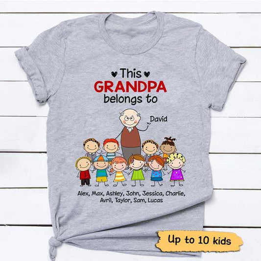 Apparel Grandpa Stick And Kids Personalized Shirt Classic Tee / Ash Classic Tee / S