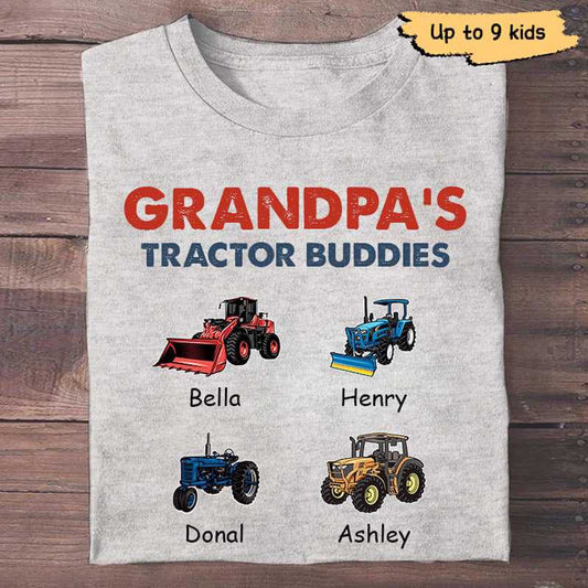 Apparel Grandpa Tractor Buddies Personalized Shirt Classic Tee / Ash Classic Tee / S