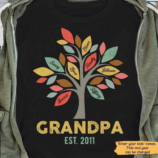 Apparel Grandparent Tree Family Personalized Shirt Classic Tee / Black Classic Tee / S
