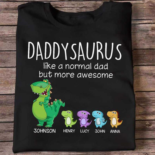 Apparel Grandpasaurus And Kids Personalized Shirt (Dark Shirt) (1-10) Classic Tee / Black Classic Tee / S