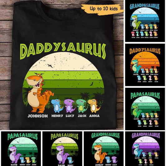 Apparel Grandpasaurus Daddysaurus And Kids Personalized Shirt Classic Tee / Black Classic Tee / S