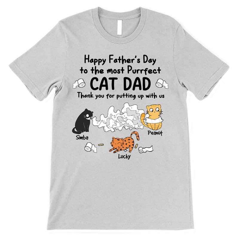 Apparel Happy Father‘s Day Toilet Paper Cats Personalized Shirt