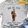 Apparel Horse Girl Back View Lived Happily Personalized Shirt Sweatshirt / Light Pink Sweatshirt / S