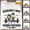 Apparel Husband And Wife Fishing Partners For Life Chibi Couple Personalized Shirt Classic Tee / White Classic Tee / S