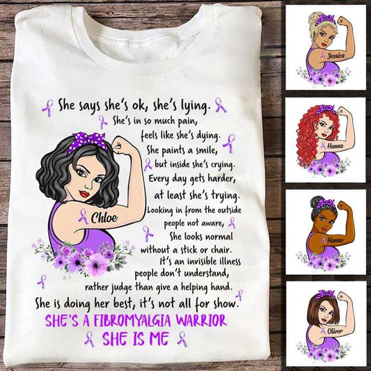 Apparel I Am A Fibromyalgia Warrior Personalized Shirt Classic Tee / White Classic Tee / S