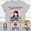Apparel Just A Girl Loves French Bulldog Sitting Chibi Personalized Shirt Classic Tee / Ash Classic Tee / S