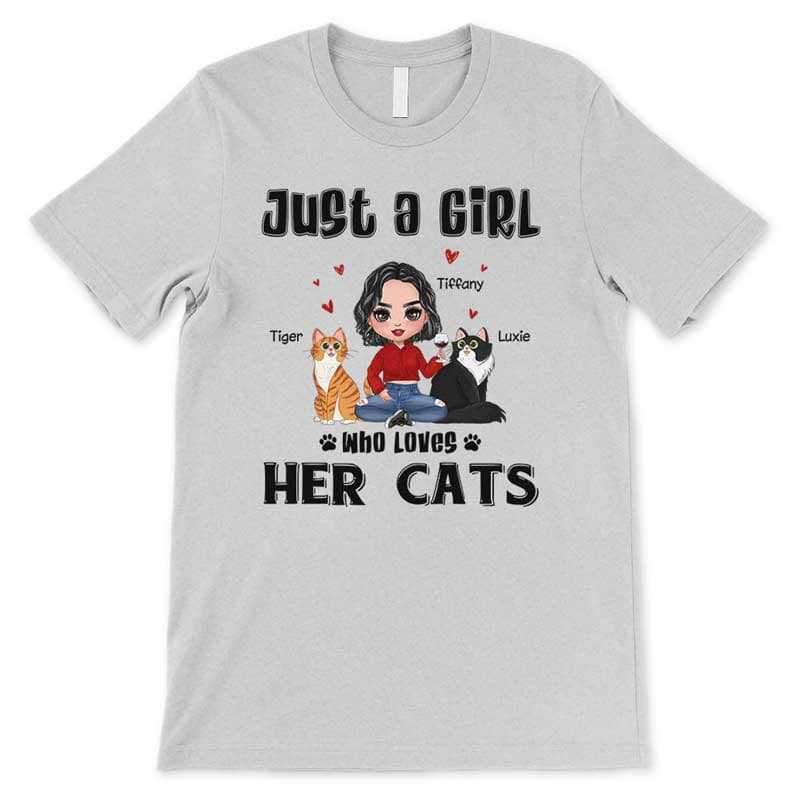 Apparel Just A Girl Loving Cats Sitting Doll Girl Personalized Shirt