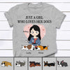 Apparel Just A Girl Who Loves Dogs Chibi and Sleeping Dog Personalized Shirt Sweatshirt / Light Pink Sweatshirt / 3XL