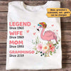 Apparel Legend Wife Mom Grandma Flamingo Grammingo Personalized Shirt Classic Tee / White Classic Tee / S