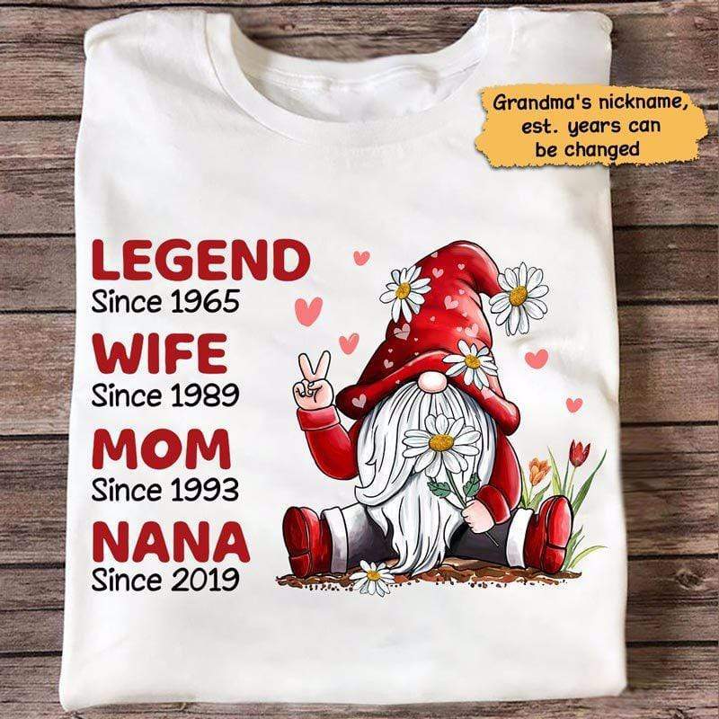 Apparel Legend Wife Mom Grandma Gnome Personalized Shirt
