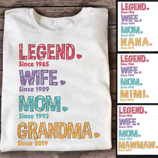 Apparel Legend Wife Mom Grandma Pattern Personalized Shirt Classic Tee / White Classic Tee / S