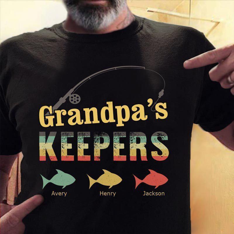 Apparel Little Keepers Fishing Father's Day Personalized Shirt Classic Tee / Black Classic Tee / S