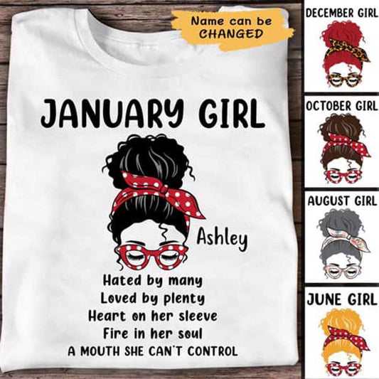 Apparel Messy Bun Girl Birthday Gift For Birthday Month Personalized Shirt Classic Tee / White Classic Tee / S