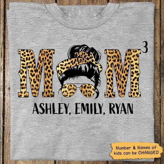 Apparel Mom Leopard Number Of Kids Personalized Shirt Classic Tee / Ash Classic Tee / S