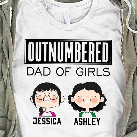Apparel Mom Of Boys Dad Of Girls Outnumbered Kids Face Personalized Shirt Classic Tee / White Classic Tee / S