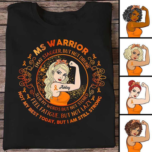 Apparel MS Warrior Strong Woman Personalized Shirt Classic Tee / Black Classic Tee / S