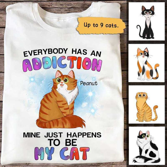 Apparel My Addiction Is My Cats Personalized Shirt Classic Tee / White Classic Tee / S