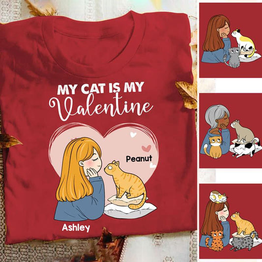 Apparel My Cats Valentine Personalized Shirt Classic Tee / Red Classic Tee / S