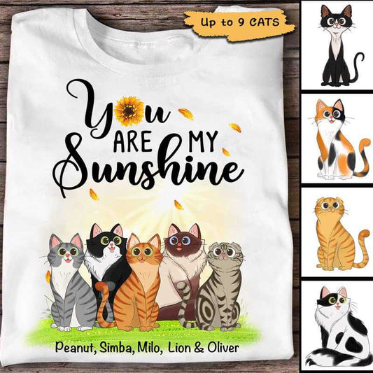 Apparel My Sunshine Sitting Cat Cartoon Personalized Shirt Classic Tee / White Classic Tee / S