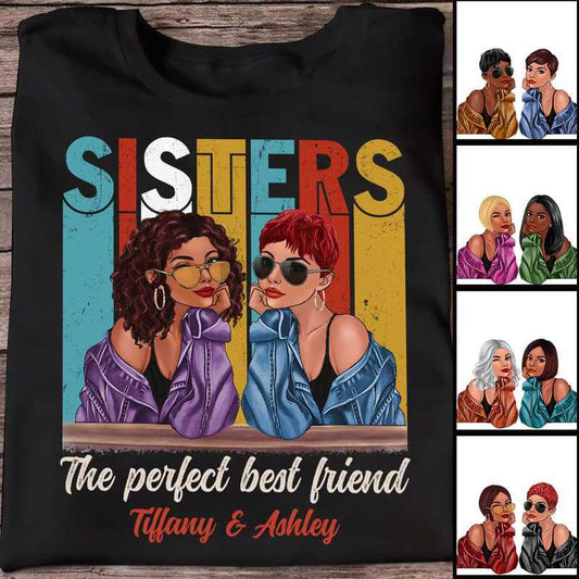 Apparel New Retro Fashion Sisters Personalized Shirt Classic Tee / Black Classic Tee / S