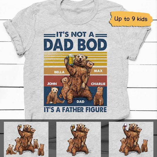 Apparel Not Dad Bod It‘s Father Figure Bear Retro Personalized Shirt Classic Tee / Ash Classic Tee / S