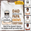 Apparel Papa Knows Everything Personalized Shirt Classic Tee / White Classic Tee / S