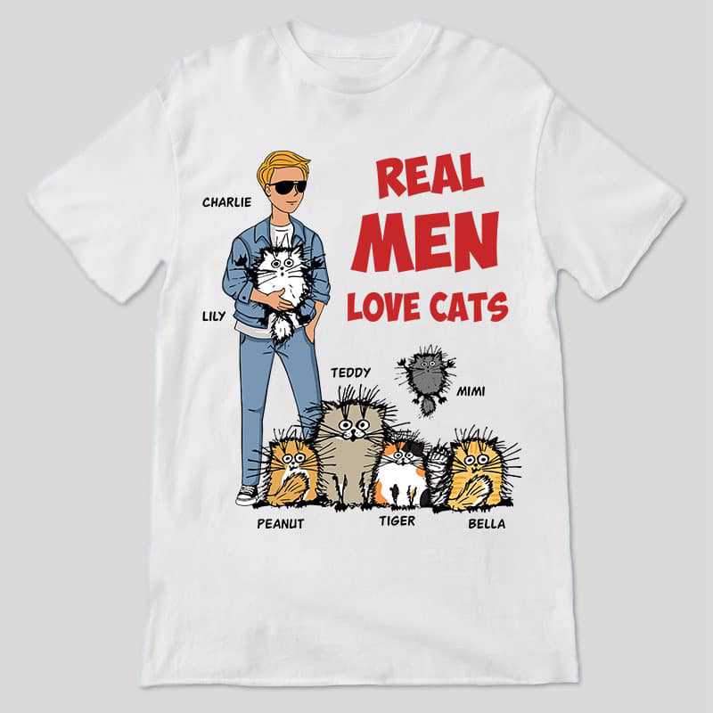 Apparel Real Men Love Cat Stick Man Personalized Shirt