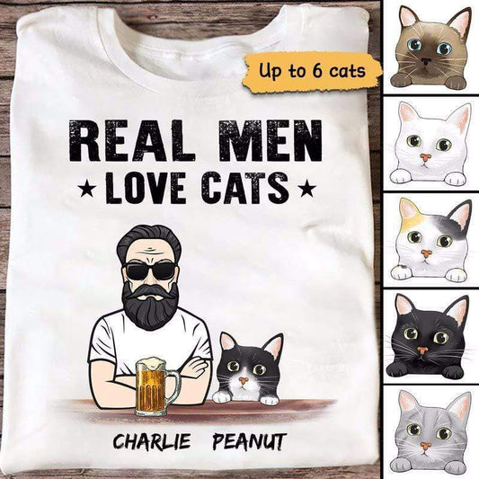 Apparel Real Men Love Cats Old Man Personalized Shirt Classic Tee / White Classic Tee / S