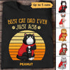 Apparel Retro Best Cat Dad Ever Just Ask Tattoo Fluffy Cats Personalized Shirt Classic Tee / Black Classic Tee / S