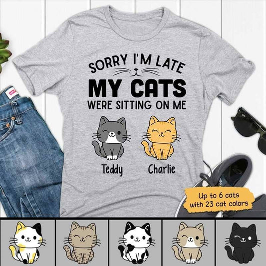 Apparel Sorry My Cute Cats Sitting On Me Personalized Shirt Sweatshirt / Light Pink Sweatshirt / 3XL