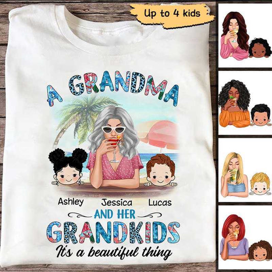 Apparel Summer Grandma And Grandkids Personalized Shirt Classic Tee / White Classic Tee / S