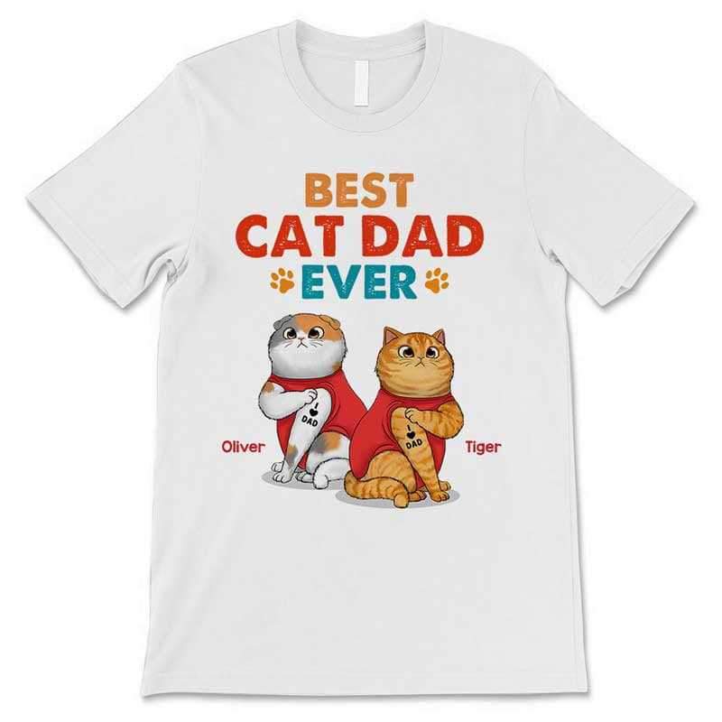 Apparel Tattoo Fluffy Cats Best Cat Dad Personalized Shirt