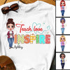 Apparel Teach Love Inspire Heart Pattern Doll Teacher Personalized Shirt Classic Tee / White Classic Tee / S