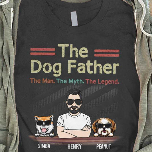 Apparel The Dog Father Cool Peeking Dog Personalized Shirt Classic Tee / Black Classic Tee / S