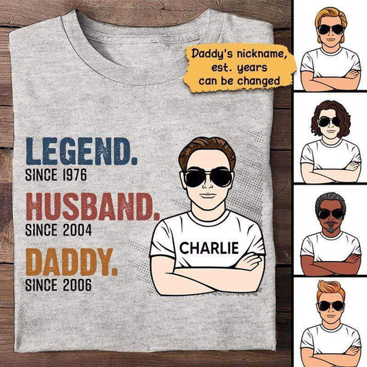 Apparel The Legend Dad Young Man Personalized Shirt Classic Tee / Ash Classic Tee / S