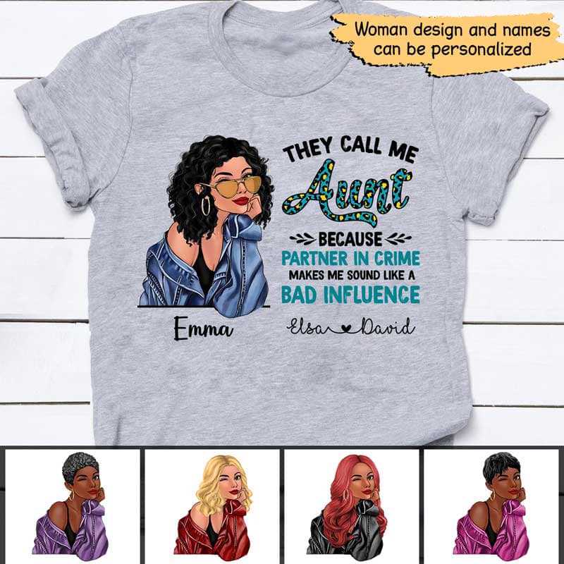 Apparel They Call Me Aunt Personalized Shirt Classic Tee / Ash Classic Tee / S
