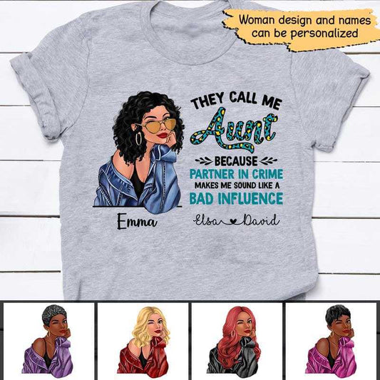 Apparel They Call Me Aunt Personalized Shirt Classic Tee / Ash Classic Tee / S