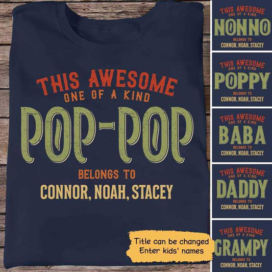 Apparel This Awesome Grandpa Belongs To Personalized Shirt Classic Tee / Navy Classic Tee / S