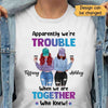 Apparel We're Trouble Besties Front View Personalized Shirt Sweatshirt / Light Pink Sweatshirt / 3XL