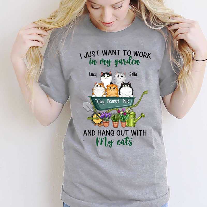 Apparel Work In Garden And Hang Out With Fluffy Cats Personalized Shirt