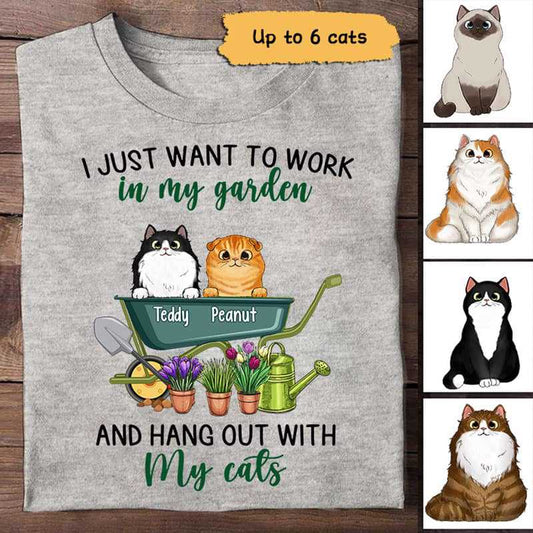 Apparel Work In Garden And Hang Out With Fluffy Cats Personalized Shirt Classic Tee / Ash Classic Tee / S