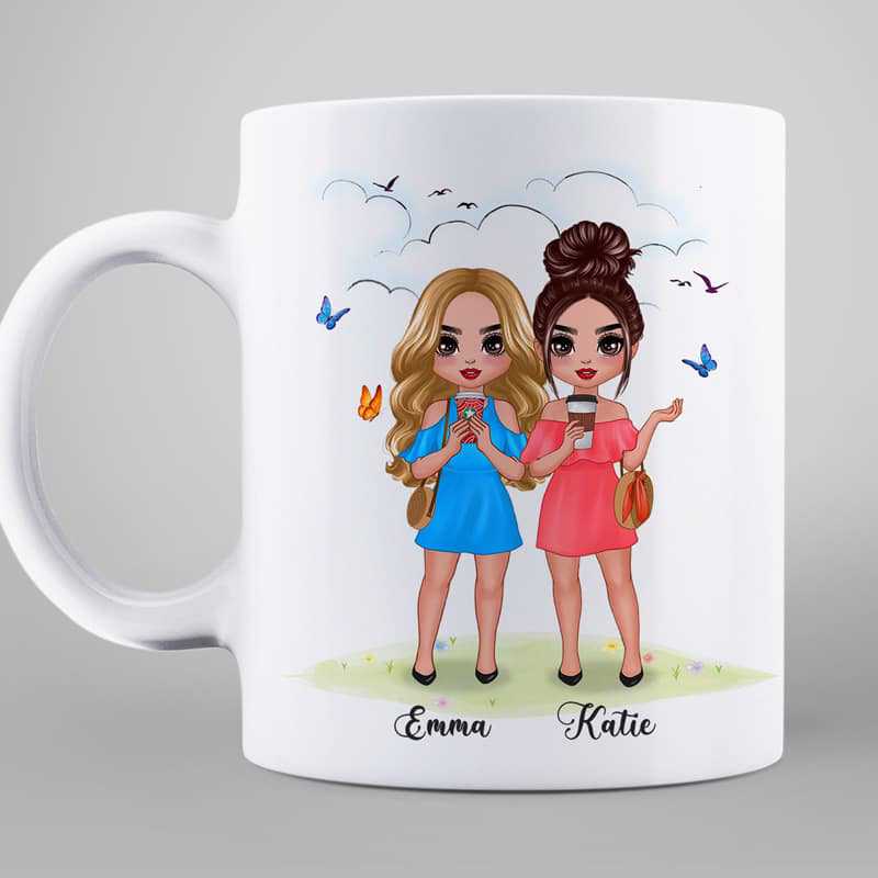 Friends Besties Never Apart Long Distance Gift Personalized Mug