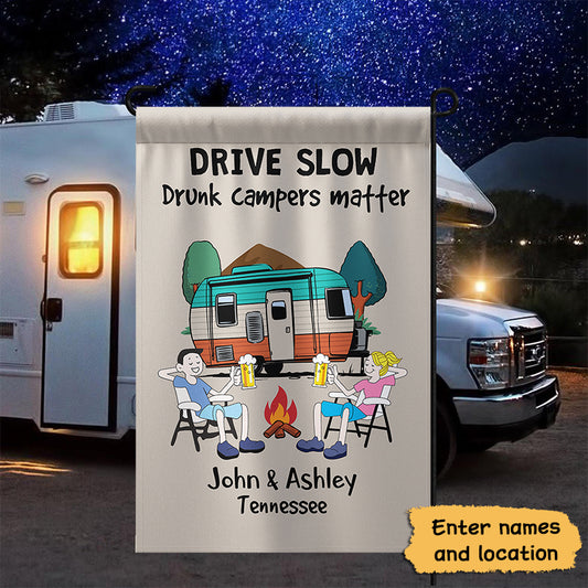Camping Drunk Campers Matters Beer Lovers Personalized Garden Flag