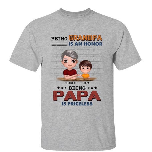 Being Papa Is Priceless Doll Grandkids Personalized Shirt