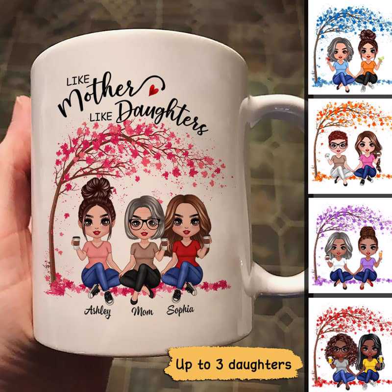 Sitting Under Tree Doll Mother And Daughters Personalized Mug