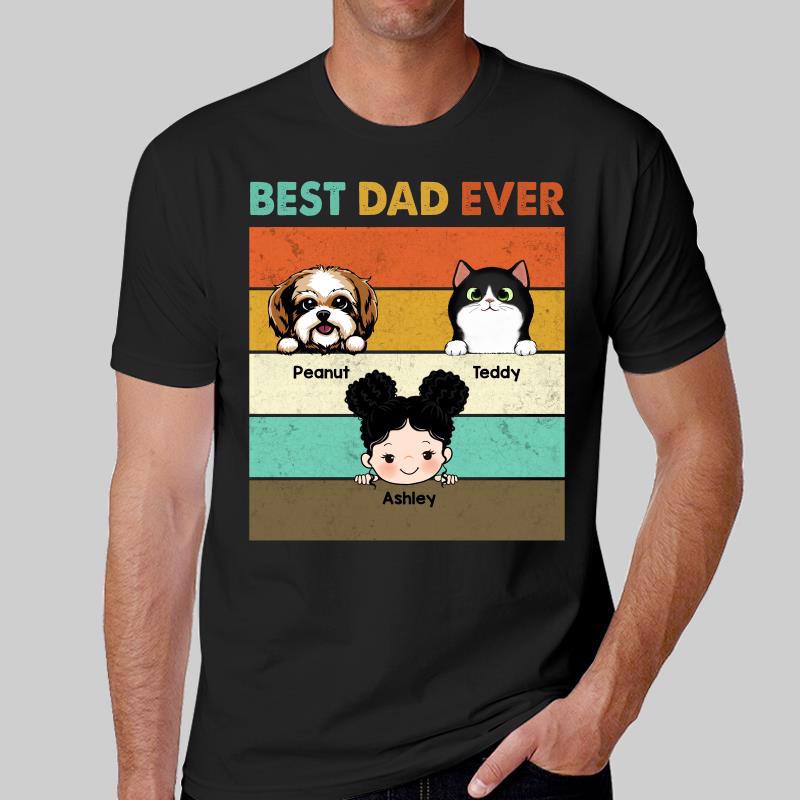 Best Dad Ever Kids Dogs Cats Father‘s Day Gift Personalized Shirt