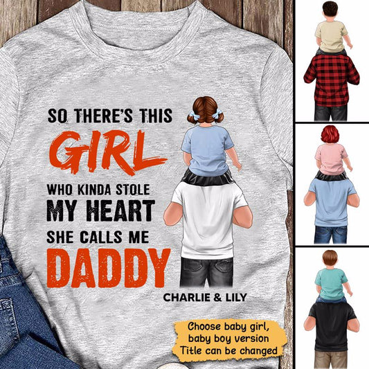 Little Boy Girl Stole My Heart Dad Grandpa Personalized Shirt