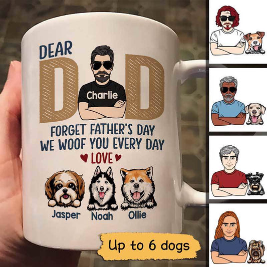 Dear Dog Dad Forget Father‘s Day Gift Peeking Dogs Personalized Mug